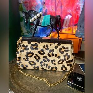 Sweet LEOPARD Hide On cowhide Vintage Clutch Shoulder Bag Purse Luxury Fashion 💖
